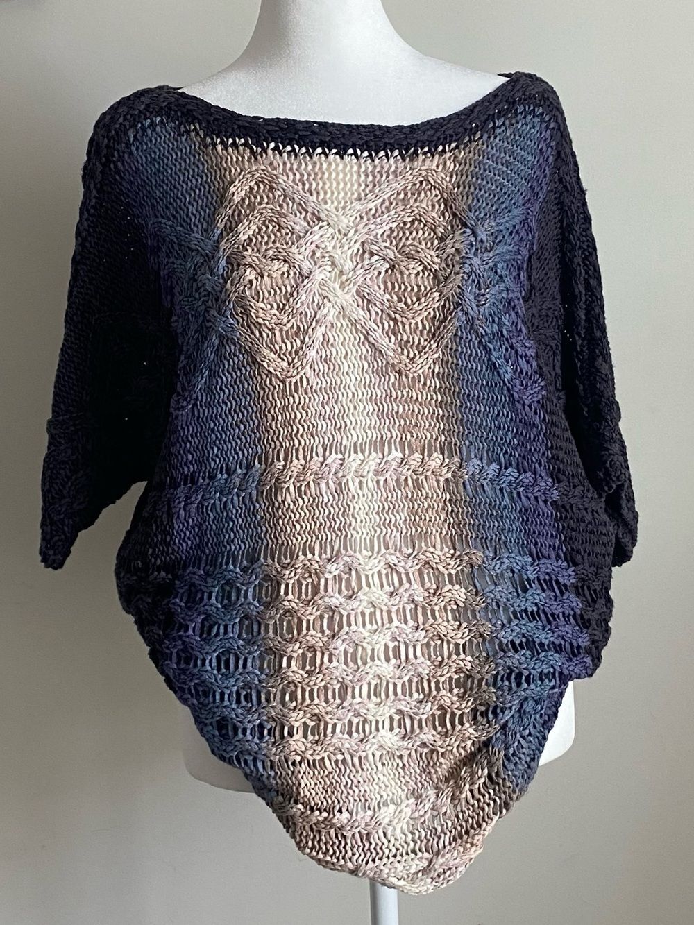 Nic+Zoe Open Weave Knit Sweater Top Ombré Grunge Sx XL Y2k Hipster In